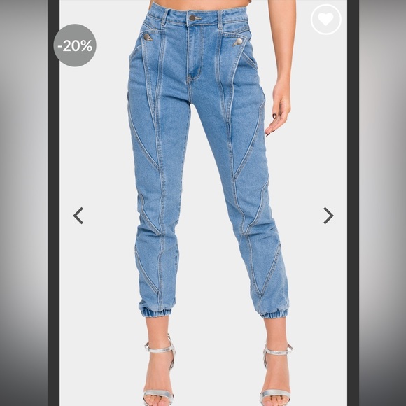 0092 NWT American Bazi High Rise Detail Sewing Denim Joggers sz 2X - Picture 2 of 7